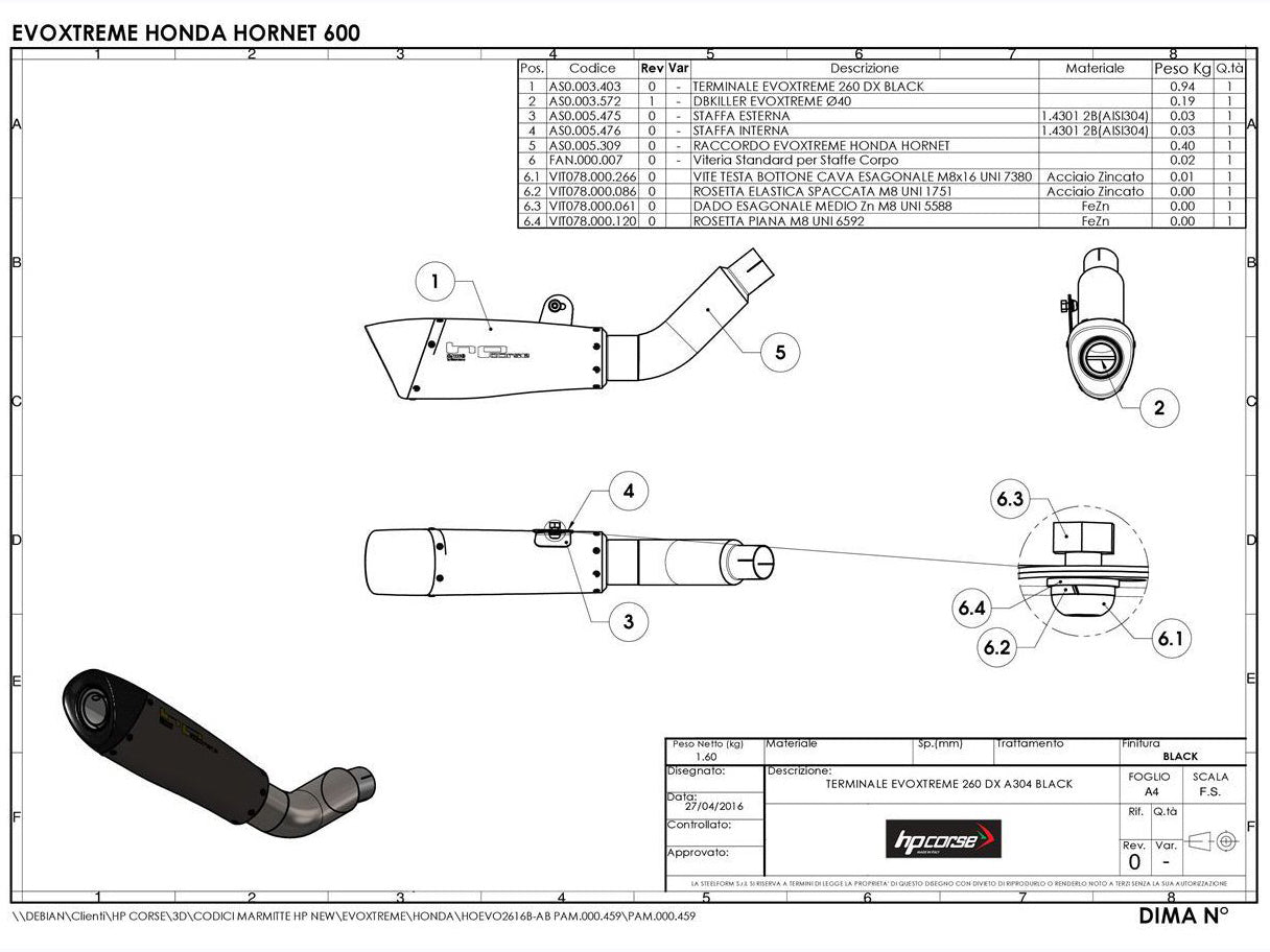 HP CORSE Honda CB600F Hornet (07/13) Slip-on Exhaust "Evoxtreme Black" (EU homologated) – Accessories in Factory Racing – Motorcycle Parts & Accessories Online Store