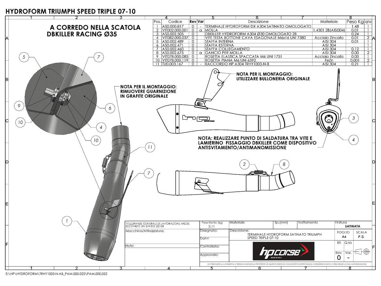 HP CORSE Triumph Speed Triple 1050 (08/10) Slip-on Exhaust "Hydroform Satin" (EU homologated) – Accessories in Factory Racing – Motorcycle Parts & Accessories Online Store