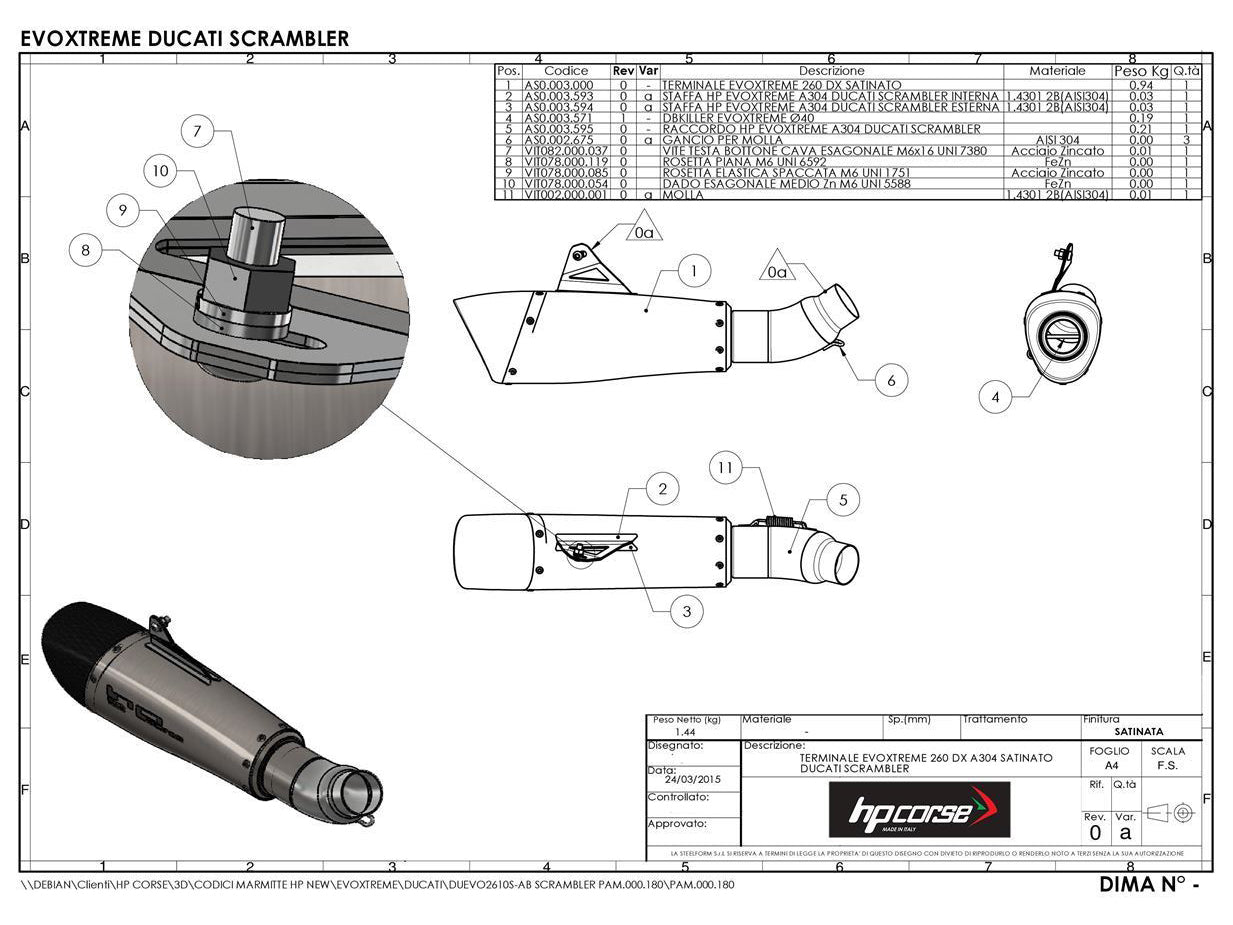 HP CORSE Ducati Scrambler 800 (2015+) Slip-on Exhaust "Evoxtreme 260 Black" (EU homologated)
