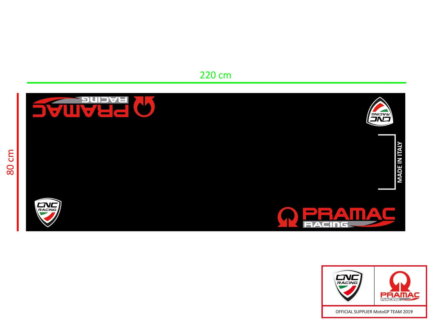 GA003BPR - CNC RACING GA003PR Garage Carpet (220 x 80 cm; Pramac Racing Limited Edition) – Accessories in the Factory Racing Motorcycle Aftermarket Accessories and Parts Online Shop