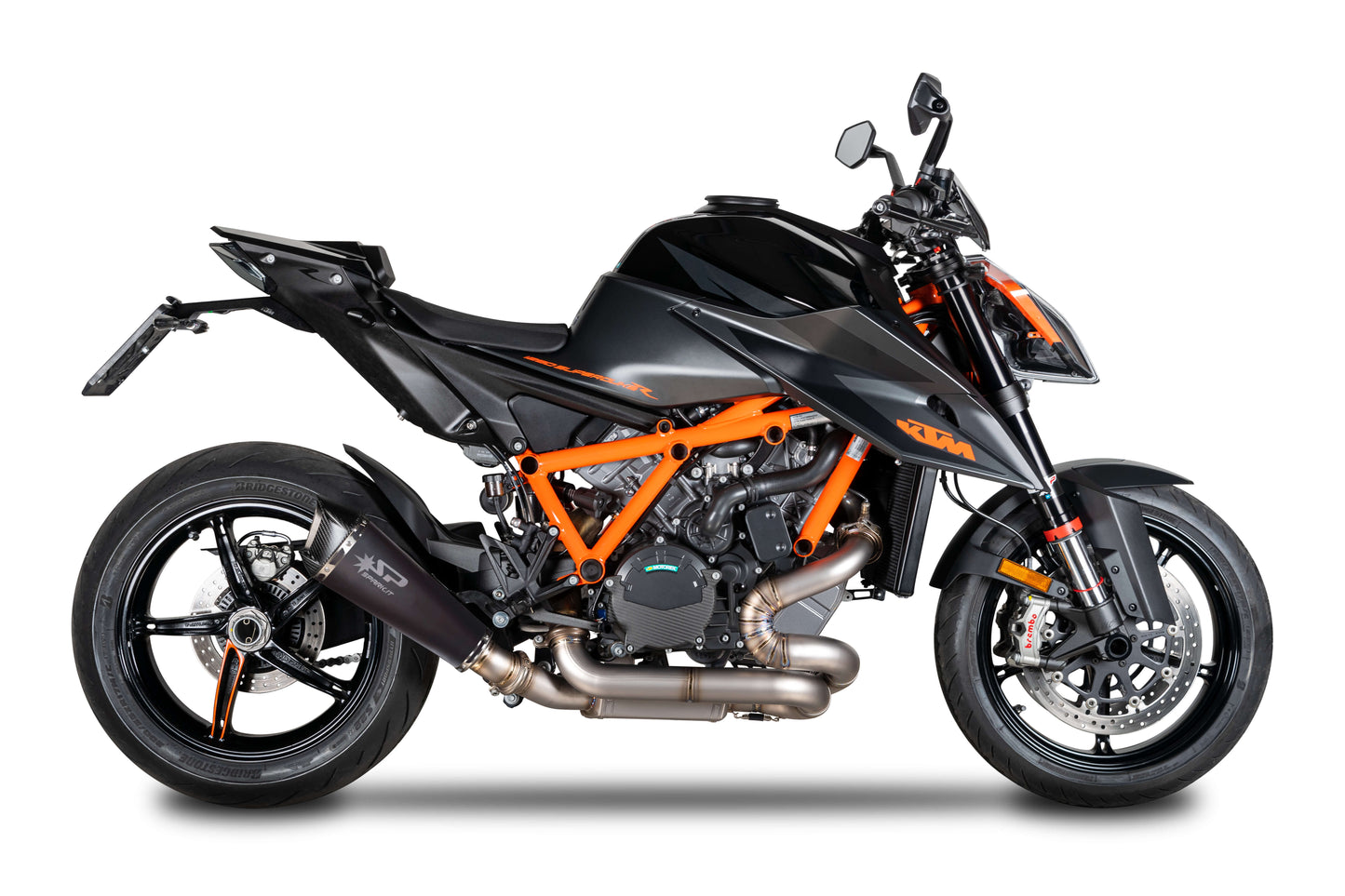 SPARK GKT0113 KTM 1290 Super Duke R (2020+) Titanium Slip-on Exhaust "KONIX EVO" (EU homologated; dark style finishing)