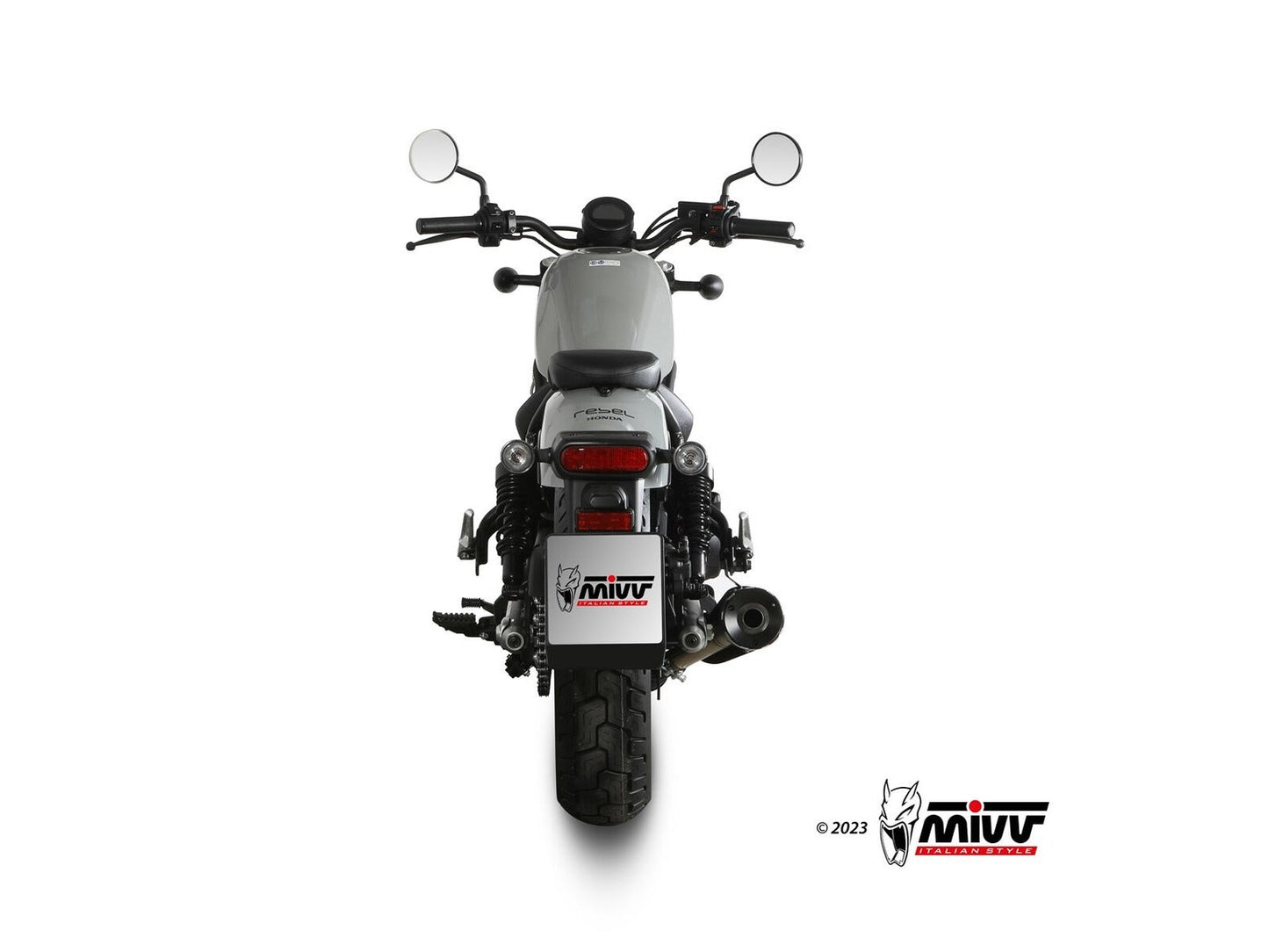 MIVV H.091 Honda CMX 500 REBEL ( 2022+ ) Slip-on Exhaust "HR-1" (black + aluminium back; approved) – Accessories in the 2WheelsHero Motorcycle Aftermarket Accessories and Parts Online Shop