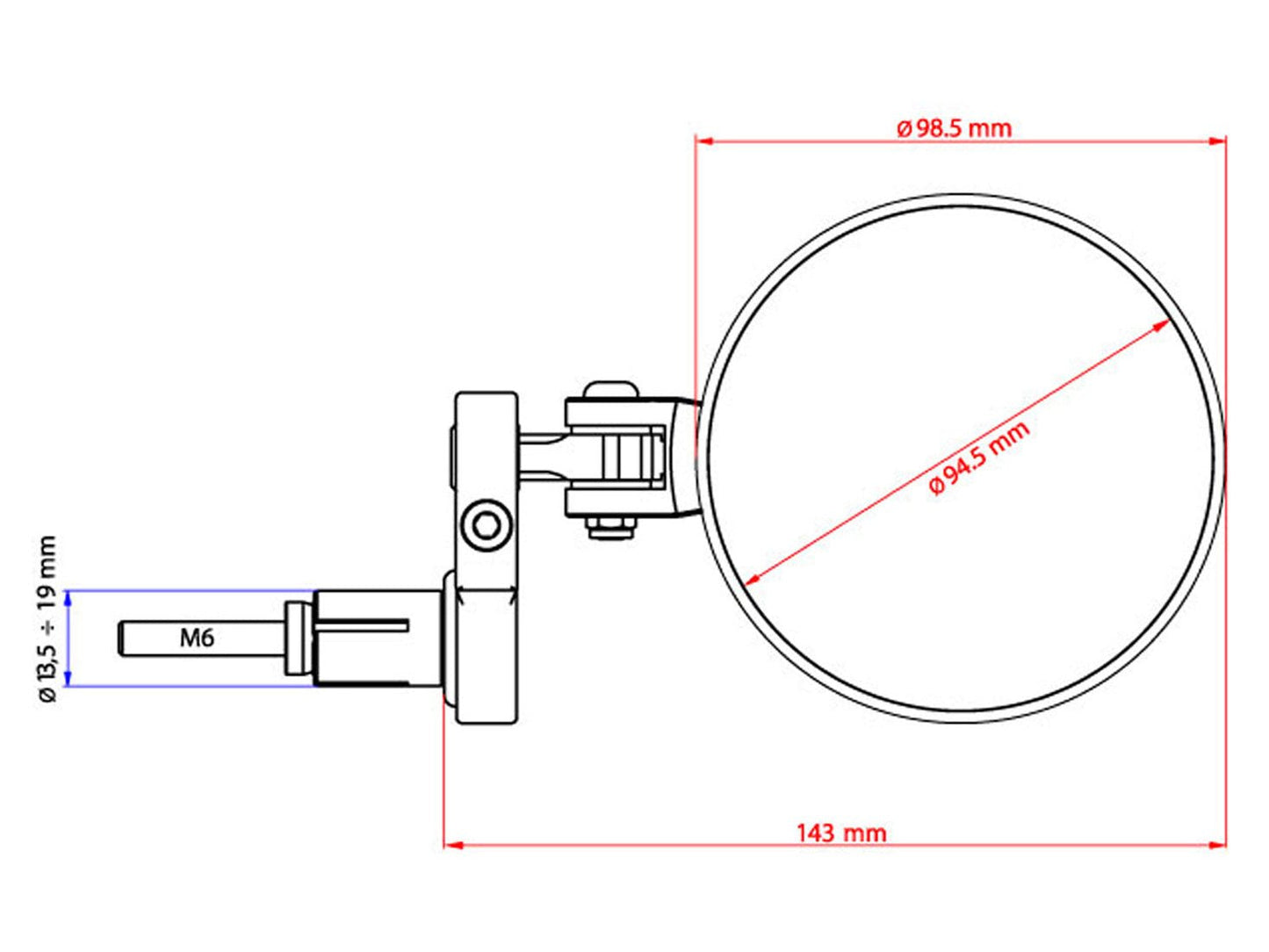 MR703 - CNC RACING Bar End Mirror "Rocket" (Ø 94,5 mm; right) – Accessories in the Factory Racing Motorcycle Aftermarket Accessories and Parts Online Shop