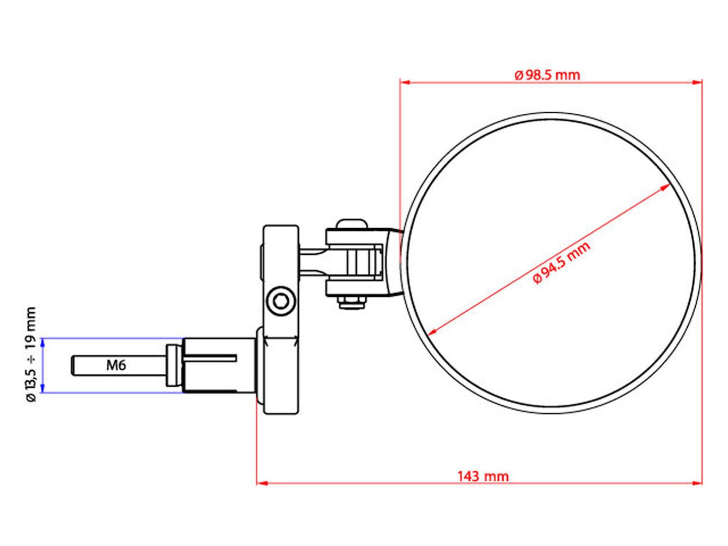 MR704 - CNC RACING Bar End Mirror "Rocket" (Ø 94,5 mm; left) – Accessories in the Factory Racing Motorcycle Aftermarket Accessories and Parts Online Shop