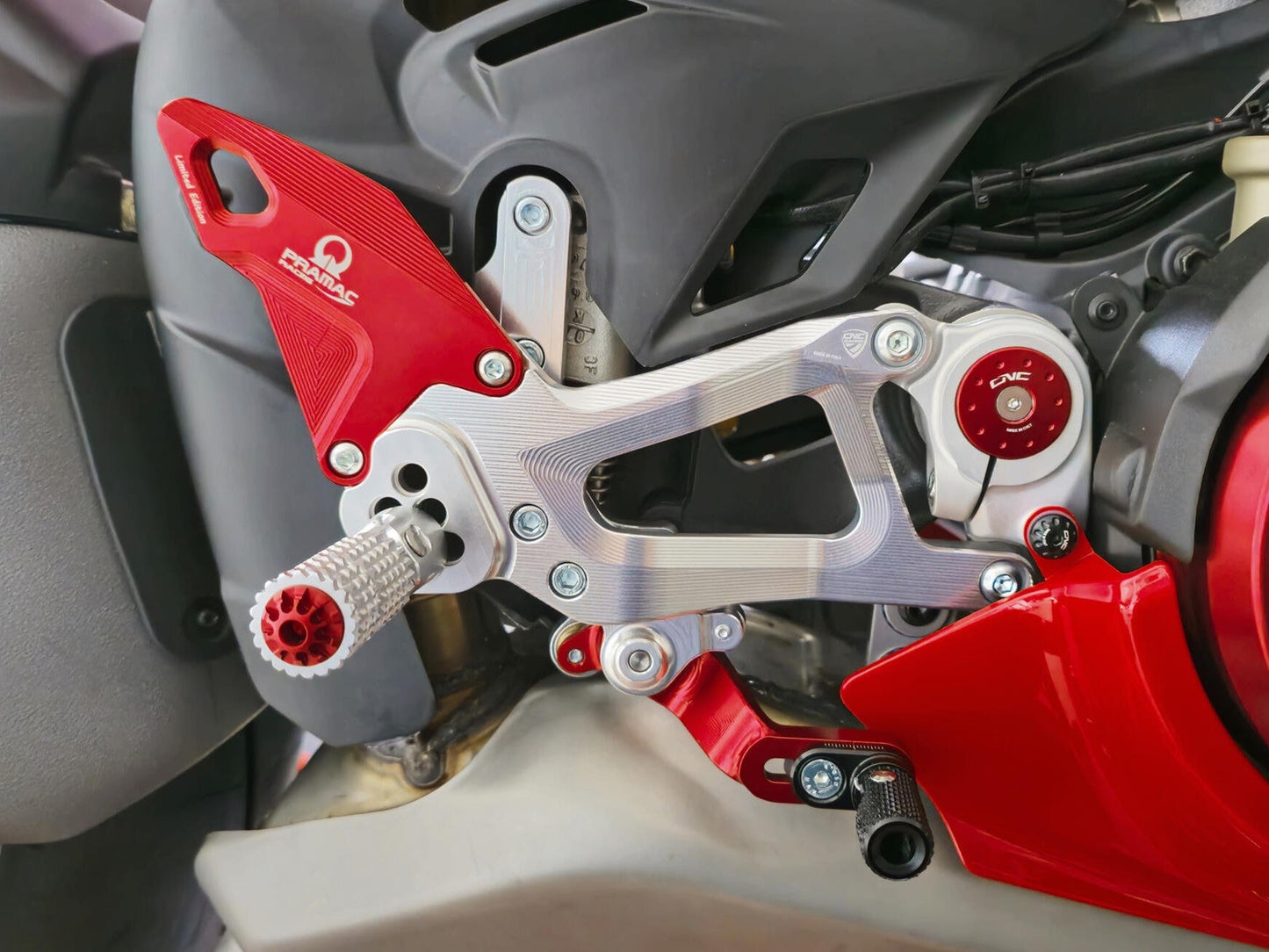 CNC RACING PE414PR Ducati Panigale V4 / V4S (2025+) Adjustable Rearsets (Pramac Limited Edition) – Accessories in the Factory Racing Motorcycle Aftermarket Accessories and Parts Online Shop