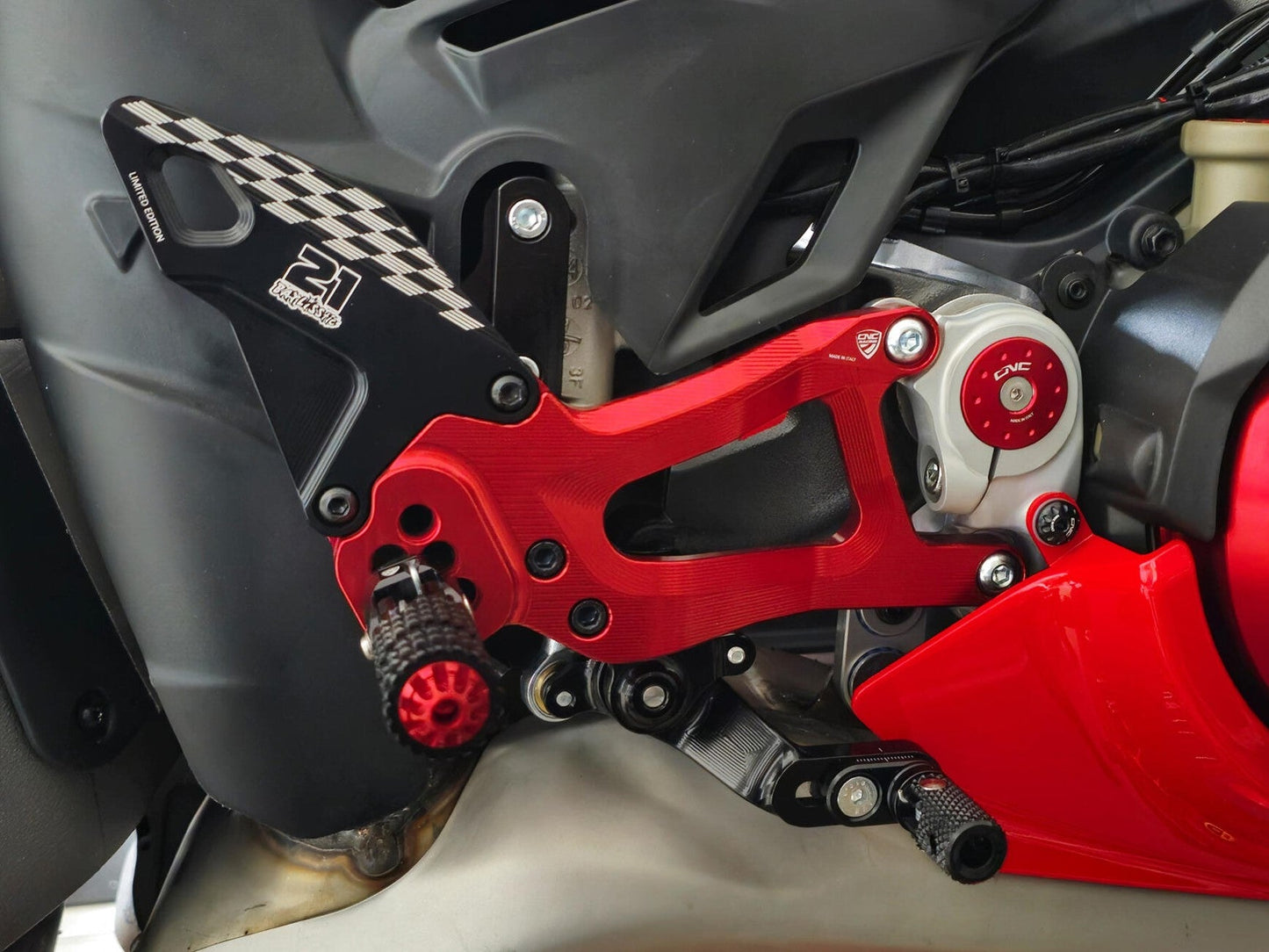 CNC RACING PE414TB Ducati Panigale V4 / V4S (2025+) Adjustable Rearsets (Troy Bayliss Limited Edition) – Accessories in the Factory Racing Motorcycle Aftermarket Accessories and Parts Online Shop