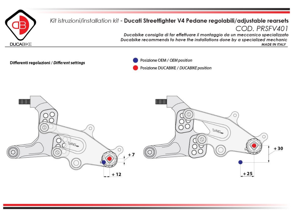 PRSFV4E01 - DUCABIKE Ducati Streetfighter V4 (2020+) Adjustable Rearset