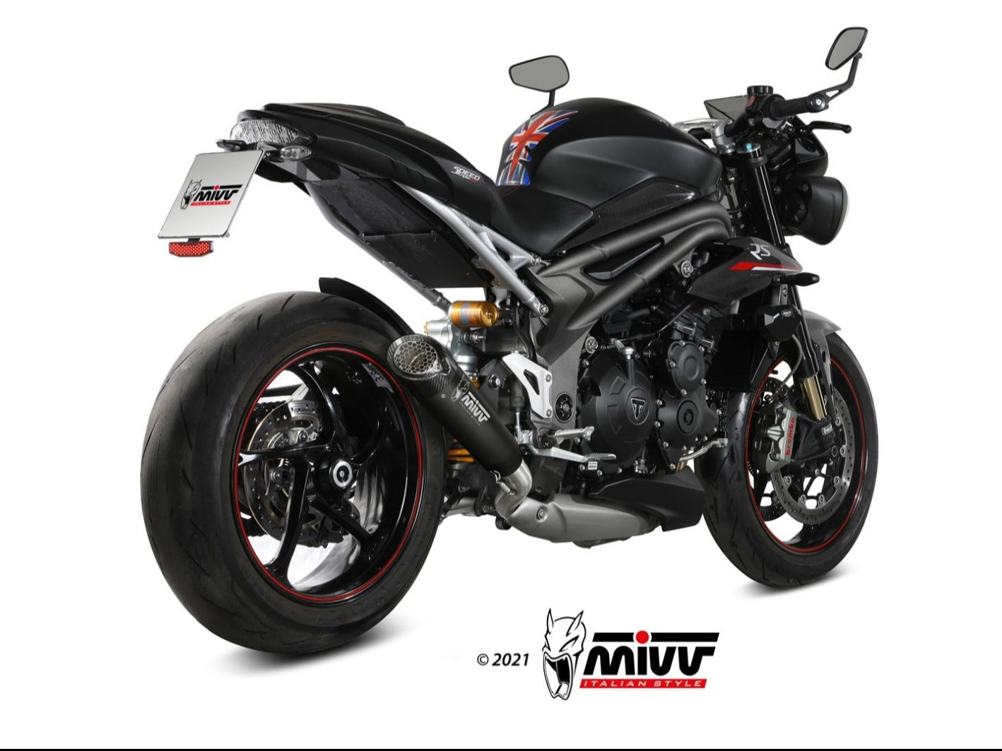 MIVV T.021 TRIUMPH SPEED TRIPLE 1050 R / S / RS ( 2018 / 20 ) Slip On Exhaust "X-M5" (black; not approved) – Accessories in the 2WheelsHero Motorcycle Aftermarket Accessories and Parts Online Shop