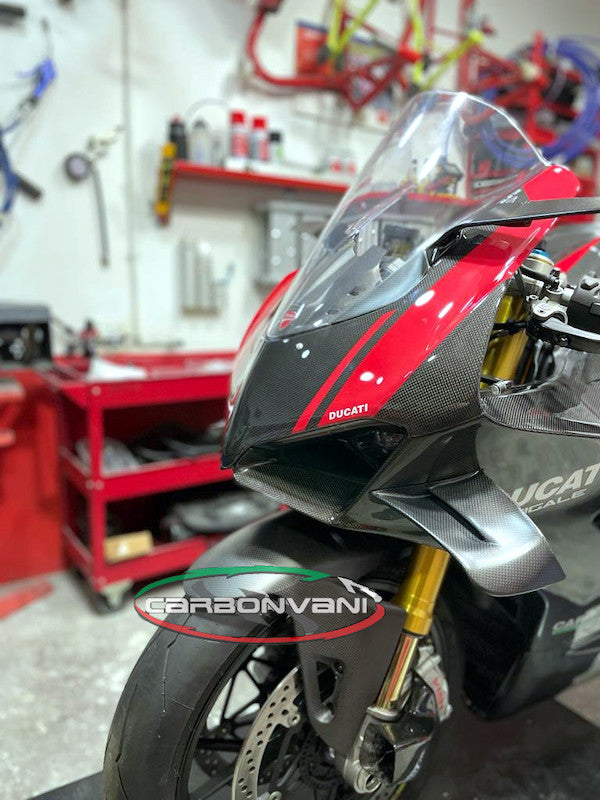 CARBONVANI Ducati Panigale V2 (2020+) Carbon Headlight Fairing (street version; black/red)