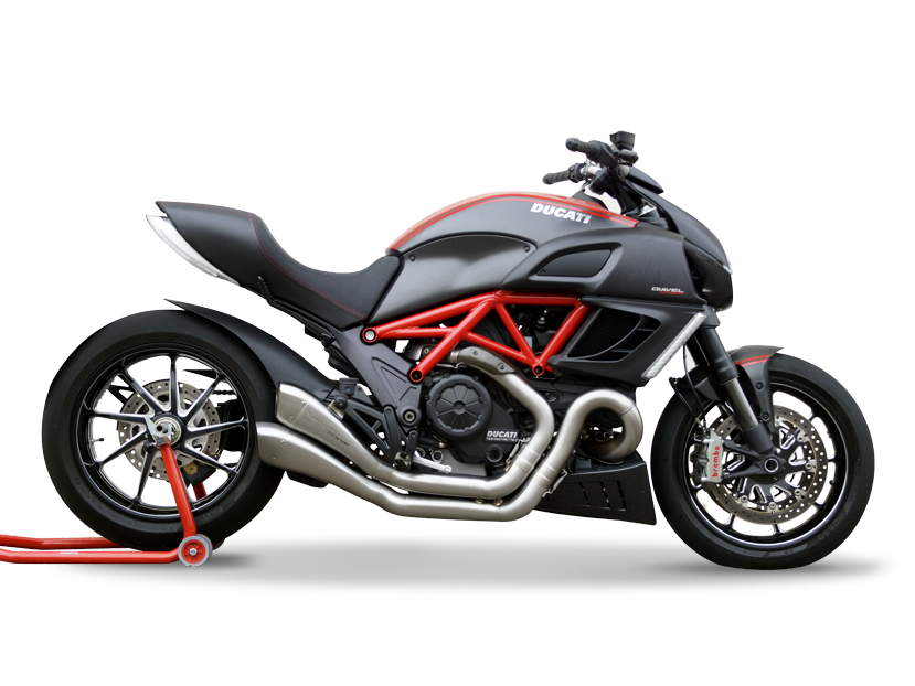 HP CORSE Ducati Diavel Dual Slip-on Exhaust "Hydroform Factory Satin" (racing only)