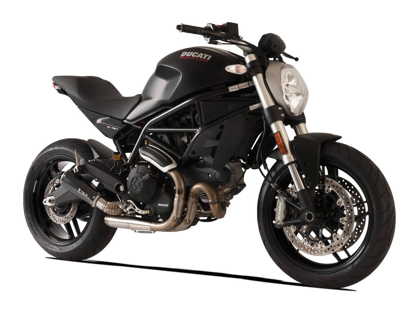 HP CORSE Ducati Monster 797 Slip-on Exhaust "GP-07 Black" (racing; with aluminum ring)