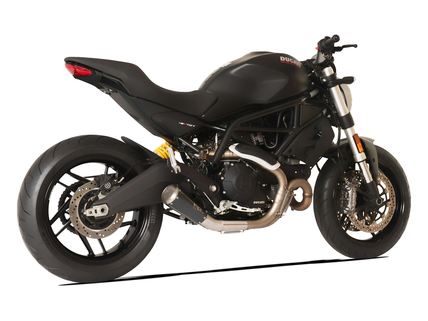 HP CORSE Ducati Monster 797 Slip-on Exhaust "GP-07 Black Short" (racing; with wire mesh)