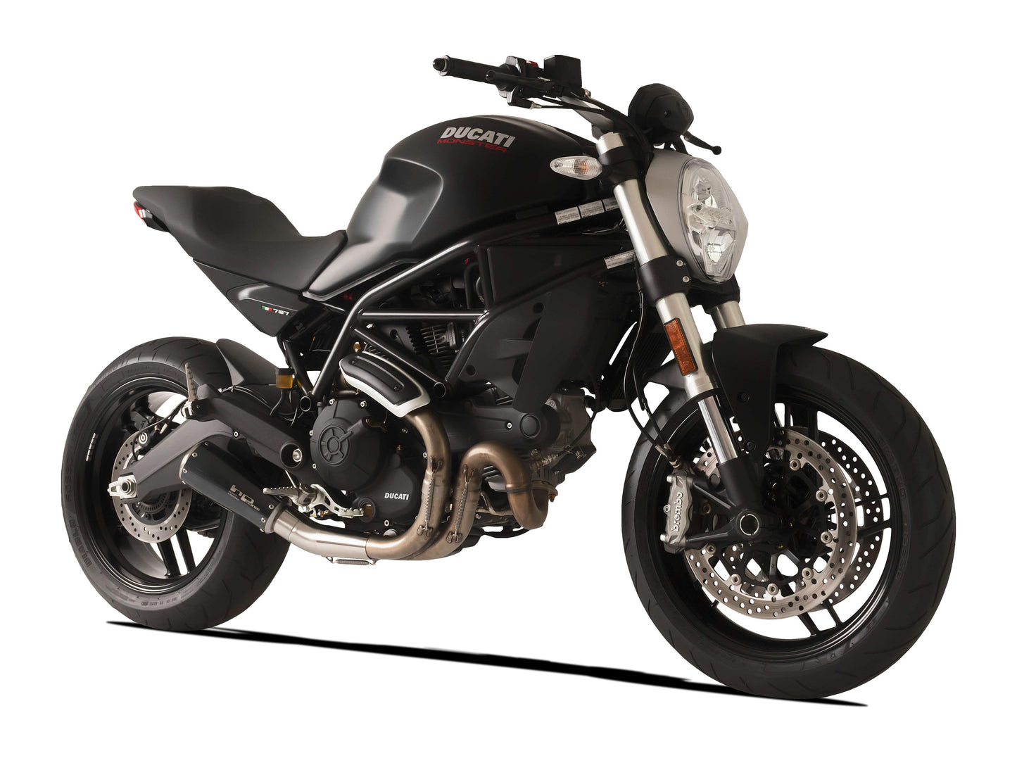 HP CORSE Ducati Monster 797 Slip-on Exhaust "GP-07 Black Short" (racing; with aluminum ring)