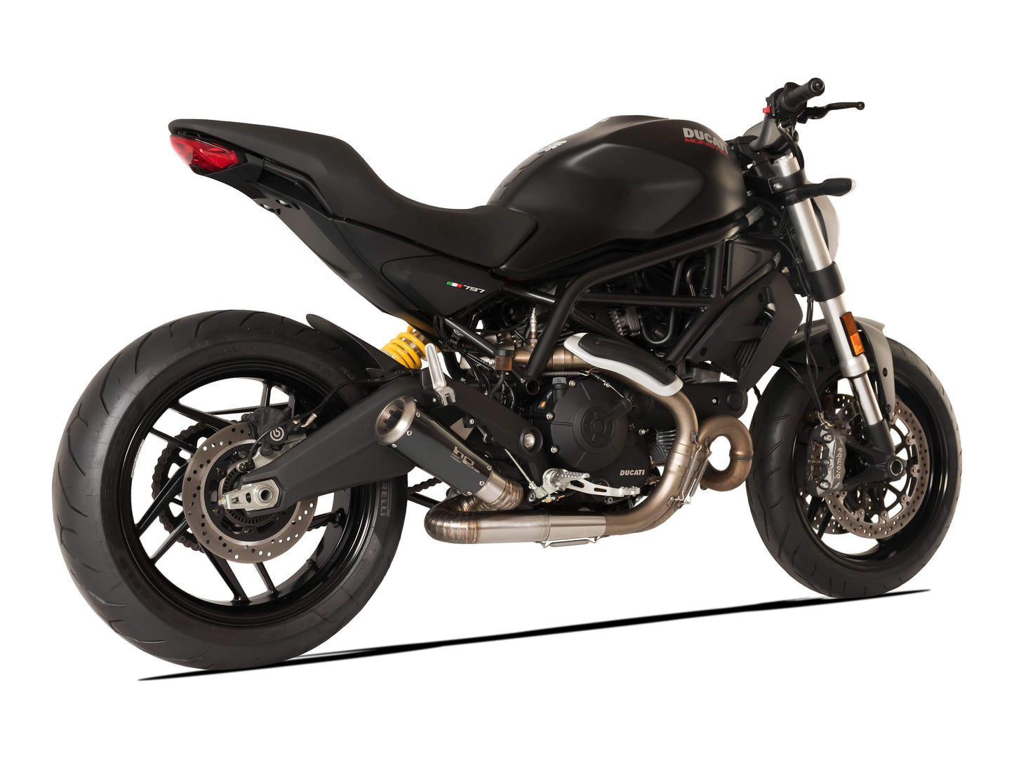 HP CORSE Ducati Monster 797 Slip-on Exhaust "GP-07 Black" (racing; with aluminum ring)