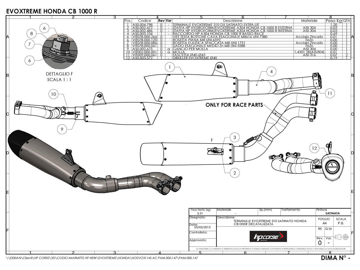 HP CORSE Honda CB1000R Slip-on Exhaust "Evoxtreme Black Single" (low position)