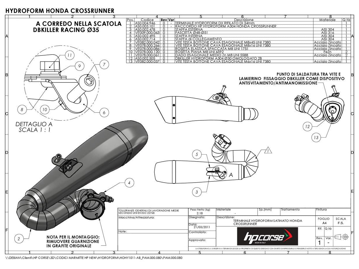 HP CORSE Honda VFR800X Crossrunner (11/14) Slip-on Exhaust "Hydroform Black" (EU homologated)
