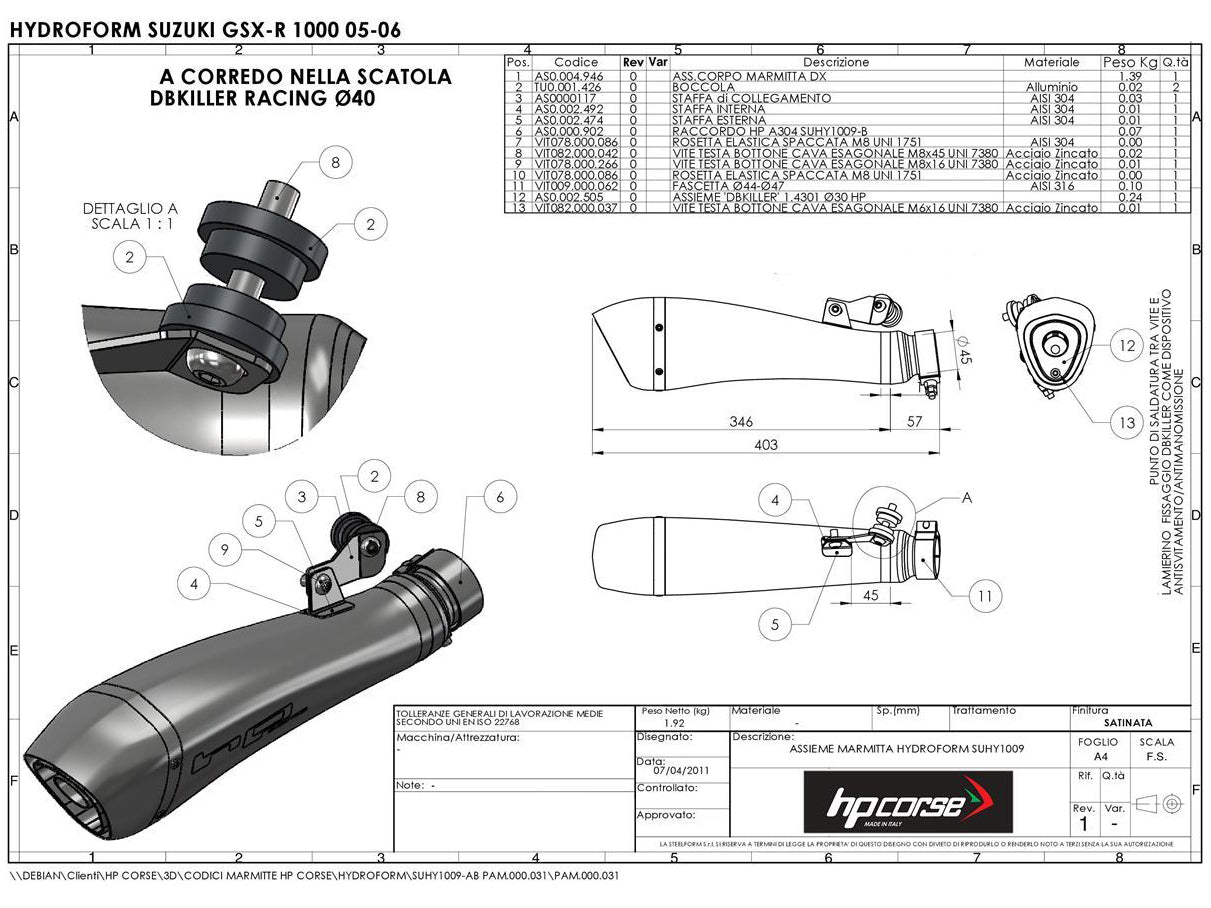 HP CORSE Suzuki GSX-R1000 (05/06) Slip-on Exhaust "Hydroform Black" (EU homologated)