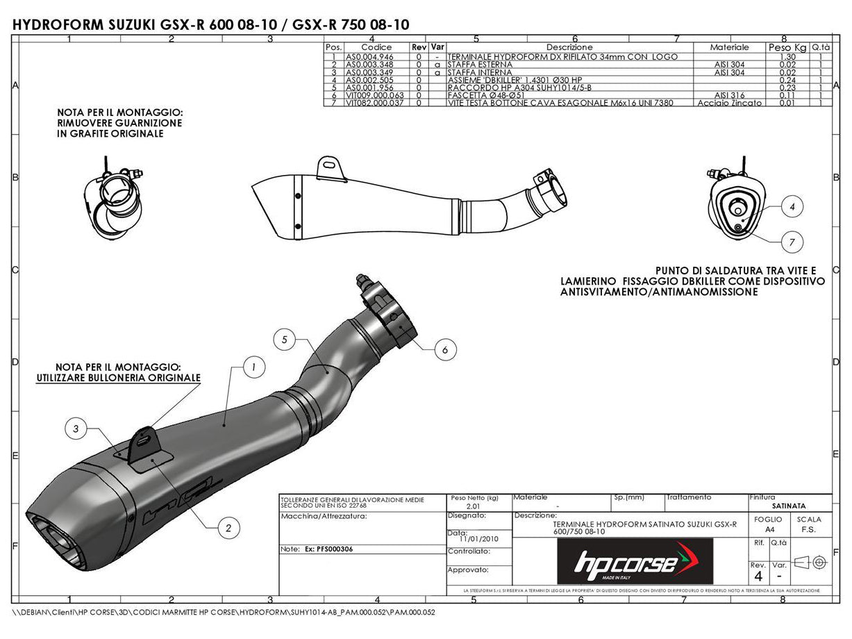 HP CORSE Suzuki GSX-R600 / GSX-R750 (08/10) Slip-on Exhaust "Hydroform Black" (EU homologated)