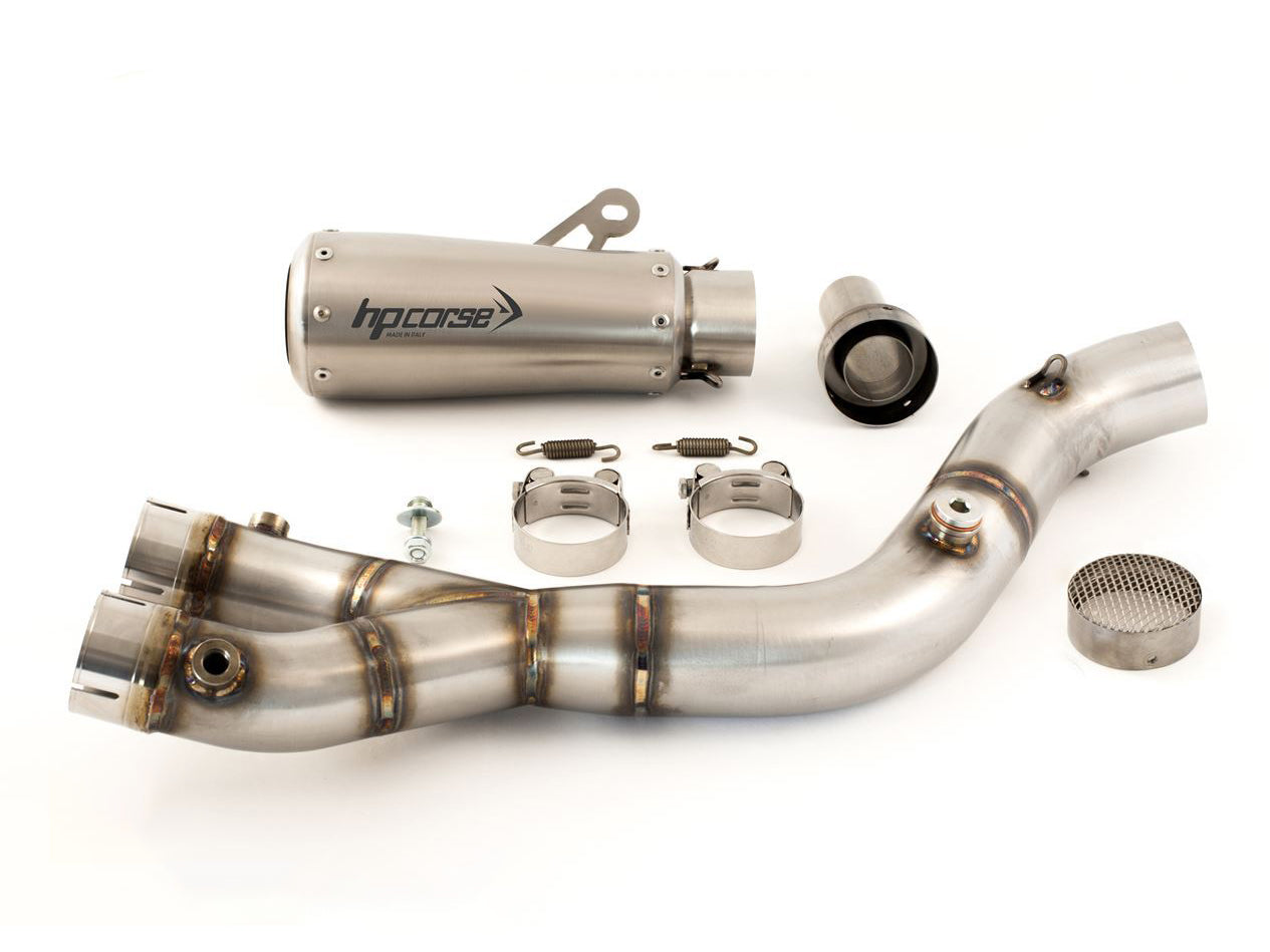 HP CORSE Yamaha YZF-R1 (15/17) Slip-on Exhaust "GP-07 Satin" (racing; with wire mesh)