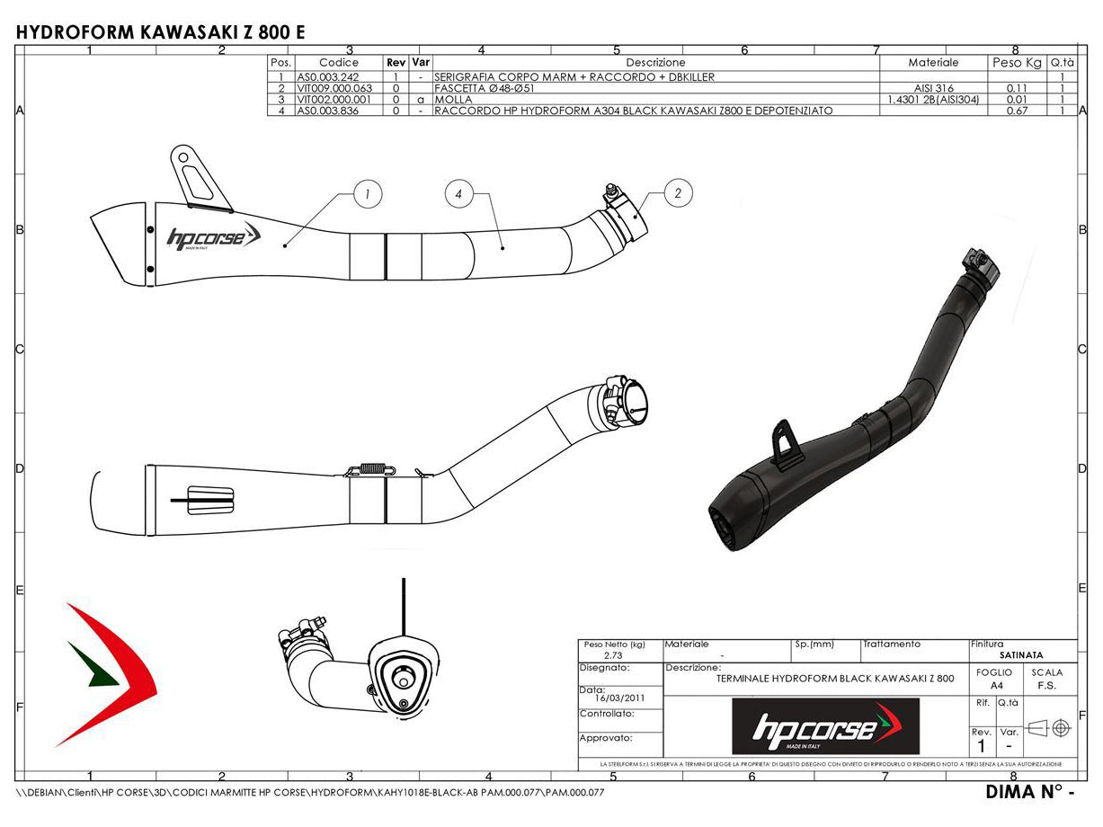 HP CORSE Kawasaki Z800/E Slip-on Exhaust "Hydroform Satin" (EU homologated) – Accessories in Factory Racing – Motorcycle Parts & Accessories Online Store