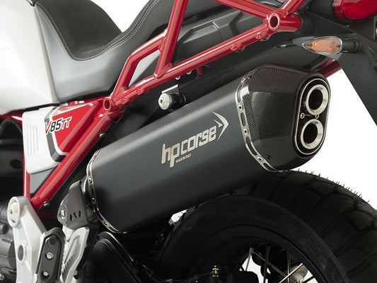 HP CORSE Moto Guzzi V85 TT (2019+) Slip-on Exhaust "SPS Carbon Ceramic Black" (Euro 4/5)