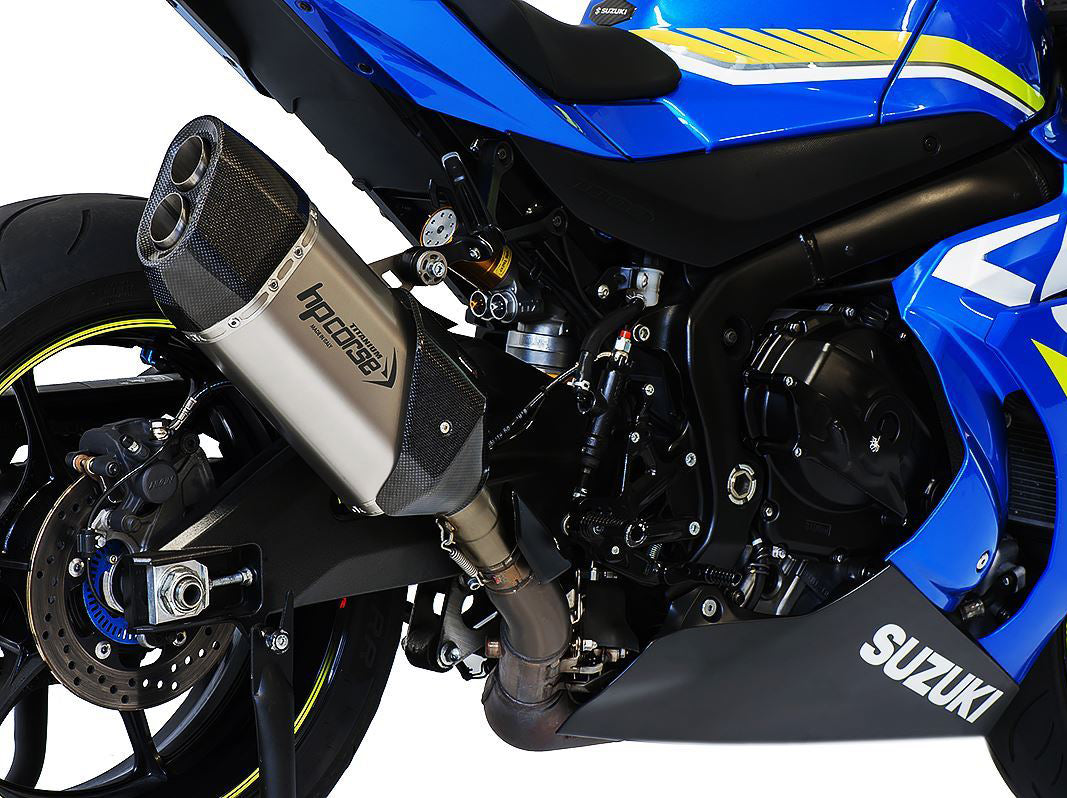 HP CORSE Suzuki GSX-R 1000 (17/20) Slip-on Exhaust "SP-3 Carbon Short 230 Titanium" (Racing)