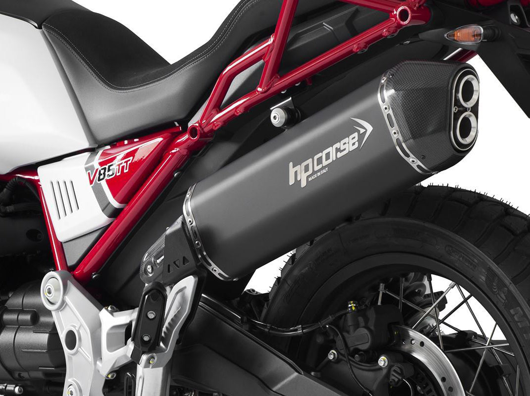 HP CORSE Moto Guzzi V85 TT (2019+) Slip-on Exhaust "SPS Carbon Ceramic Black" (Euro 4/5)