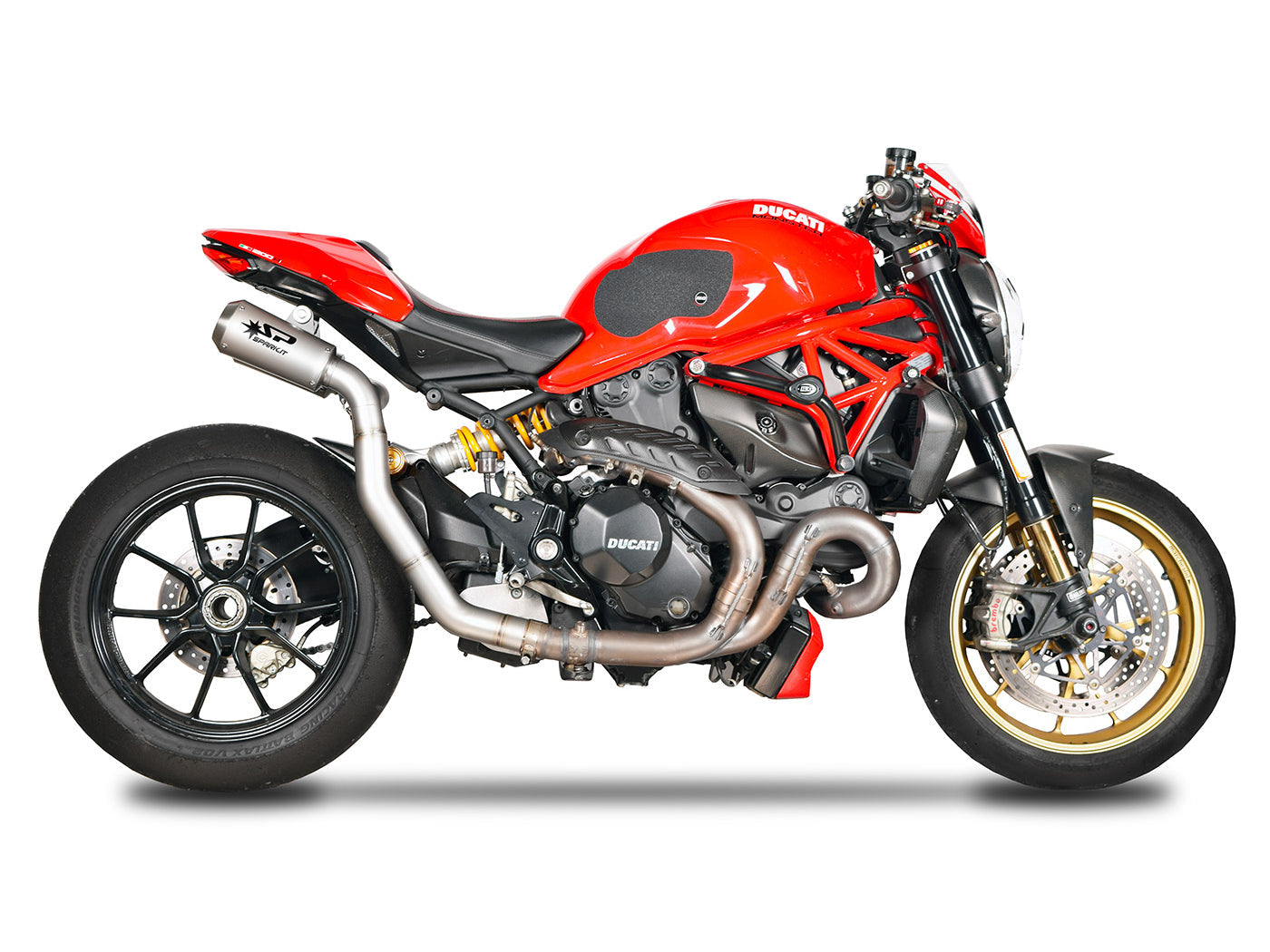 SPARK GDU0836 Ducati Monster 1200R (16/19) High Position Dual Slip-on Exhaust "MotoGP" (racing)