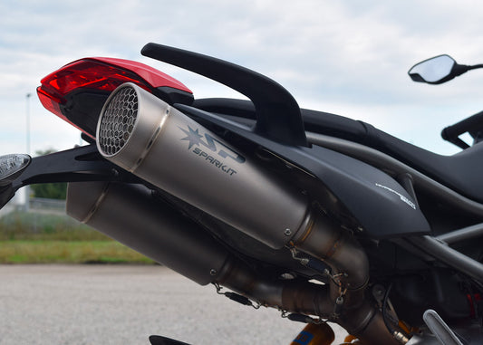 SPARK GDU1808 Ducati Hypermotard 950 (2019+) Titanium Dual Slip-on Exhaust "Grid-o"