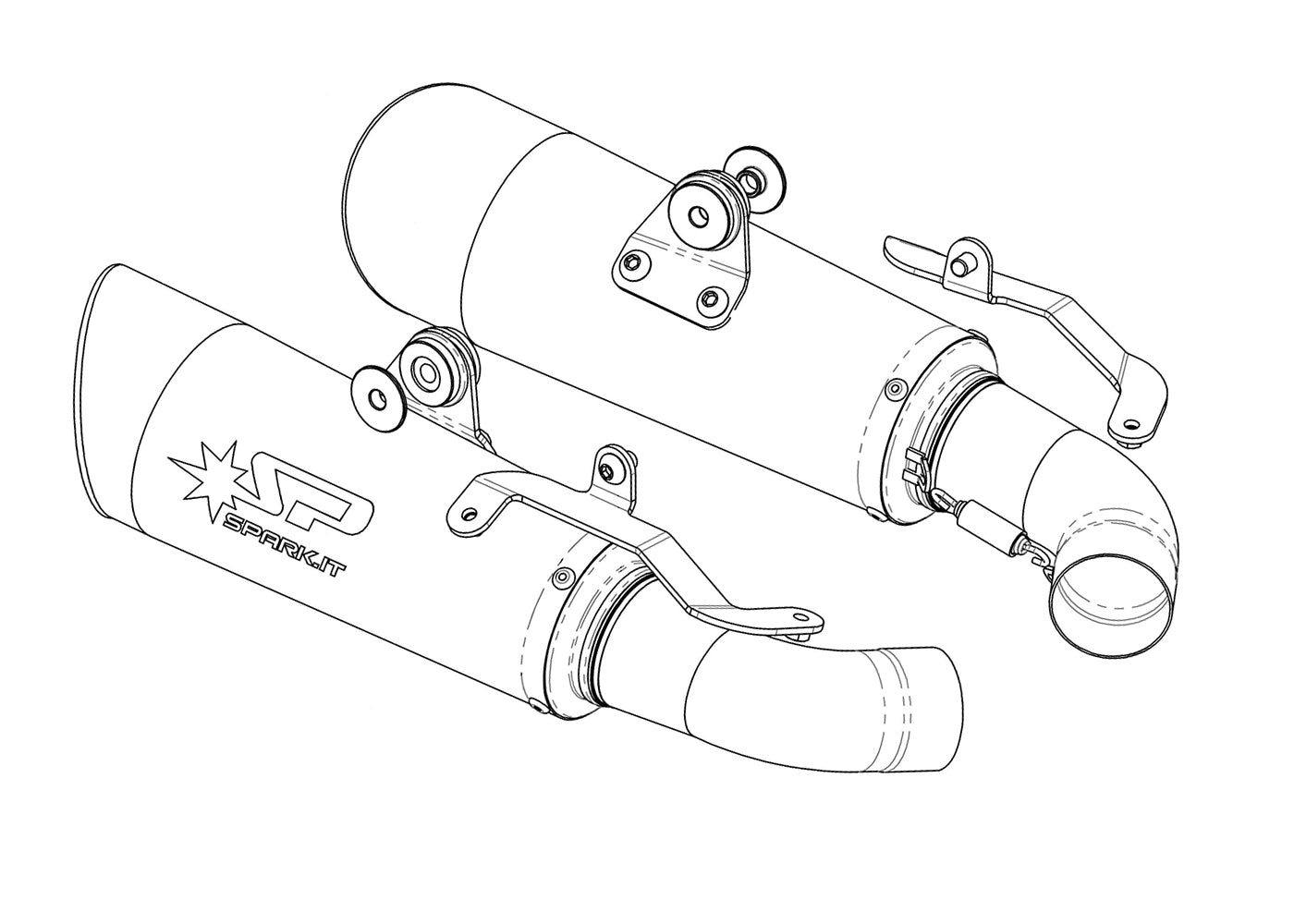 SPARK GDU1808 Ducati Hypermotard 950 (2019+) Titanium Dual Slip-on Exhaust "Grid-o"