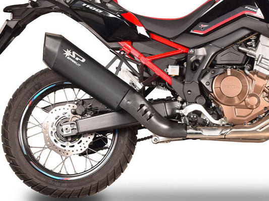 SPARK GHO1702 Honda CRF1100L Africa Twin (2020+) Slip-on Exhaust "Fighter" (approved; black titanium)