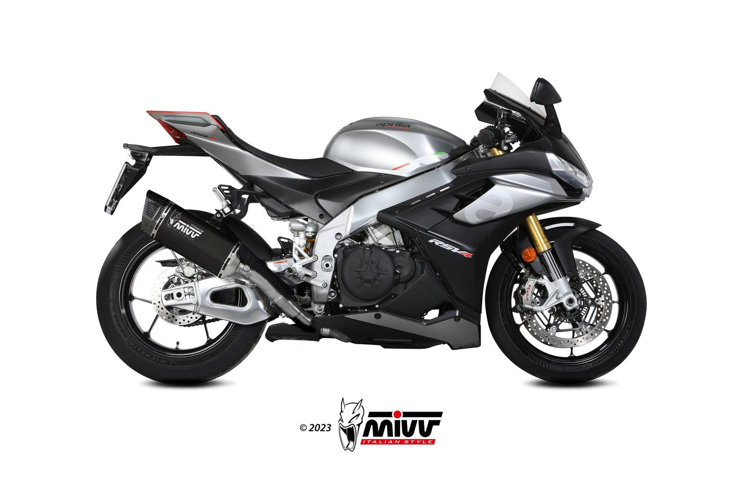 MIVV A.015 Aprilia RSV4 (2021+) Slip-on Exhaust "SR-1" (black; approved) – Accessories in the 2WheelsHero Motorcycle Aftermarket Accessories and Parts Online Shop