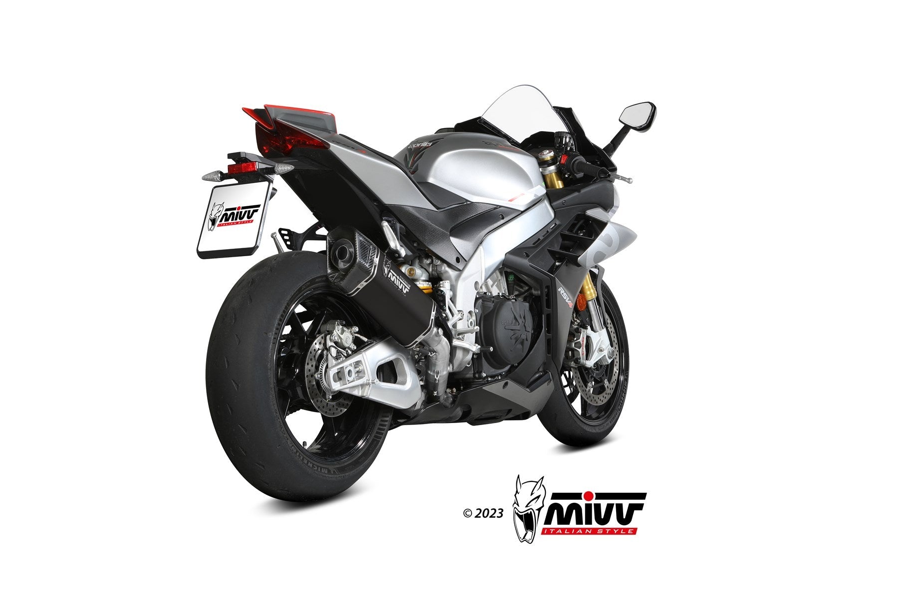 MIVV A.015 Aprilia RSV4 (2021+) Slip-on Exhaust "SR-1" (black; approved) – Accessories in the 2WheelsHero Motorcycle Aftermarket Accessories and Parts Online Shop