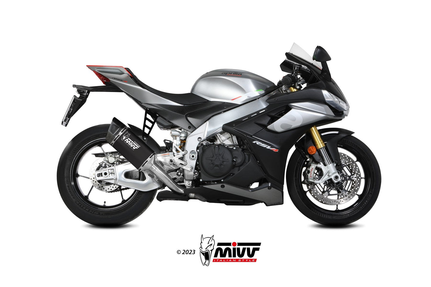 MIVV A.019 Aprilia RSV4 (2021+) Slip-on Exhaust "SR-1" (black; not approved) – Accessories in the 2WheelsHero Motorcycle Aftermarket Accessories and Parts Online Shop