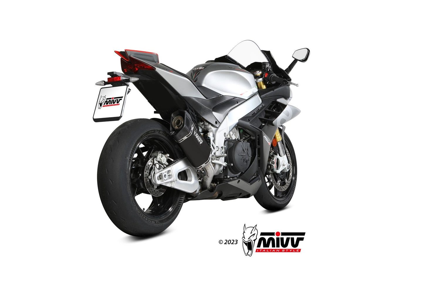 MIVV A.019 Aprilia RSV4 (2021+) Slip-on Exhaust "SR-1" (black; not approved) – Accessories in the 2WheelsHero Motorcycle Aftermarket Accessories and Parts Online Shop