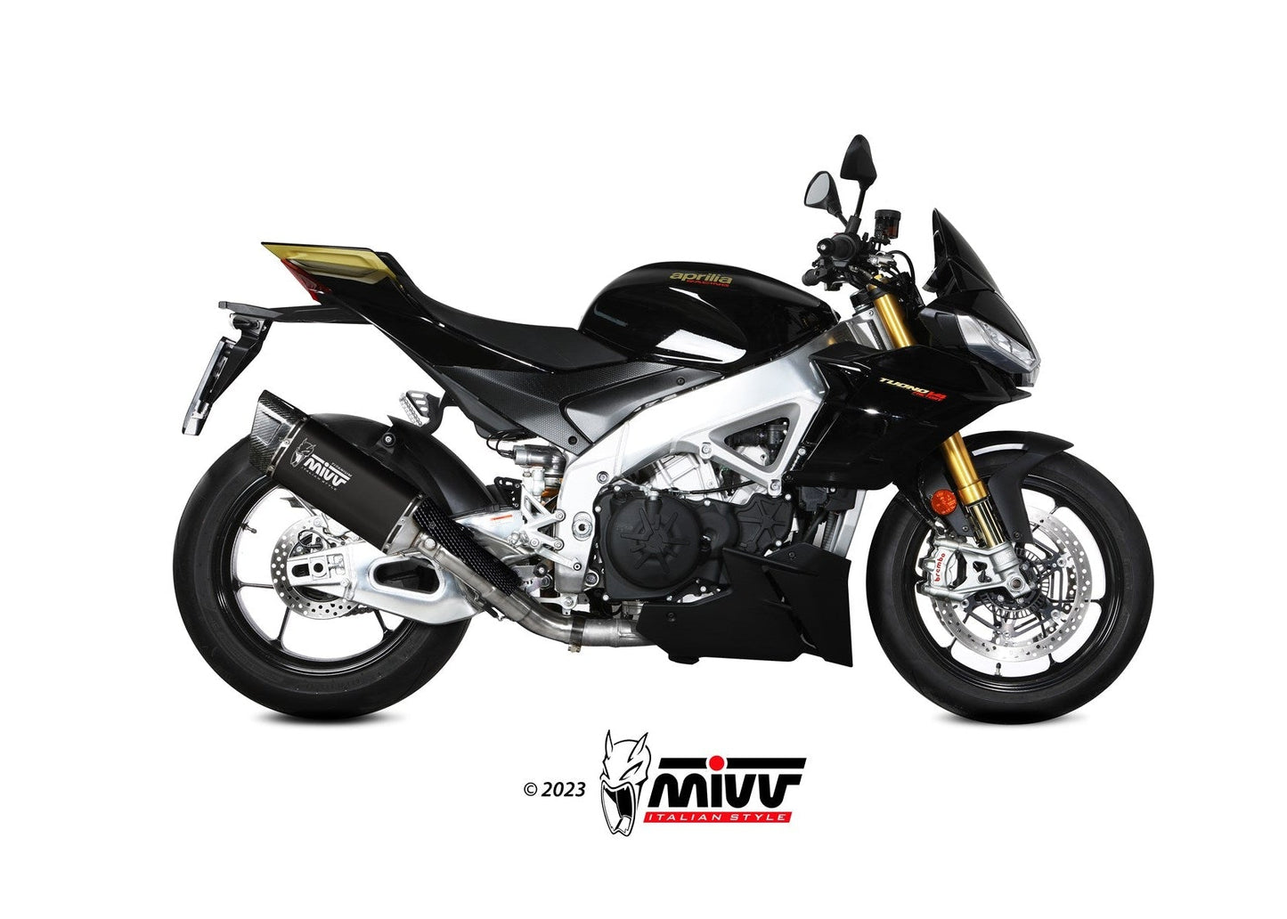 MIVV A.015 Aprilia Tuono V4 1100 (2021+) Slip-on Exhaust "SR-1" (black; approved) – Accessories in the 2WheelsHero Motorcycle Aftermarket Accessories and Parts Online Shop