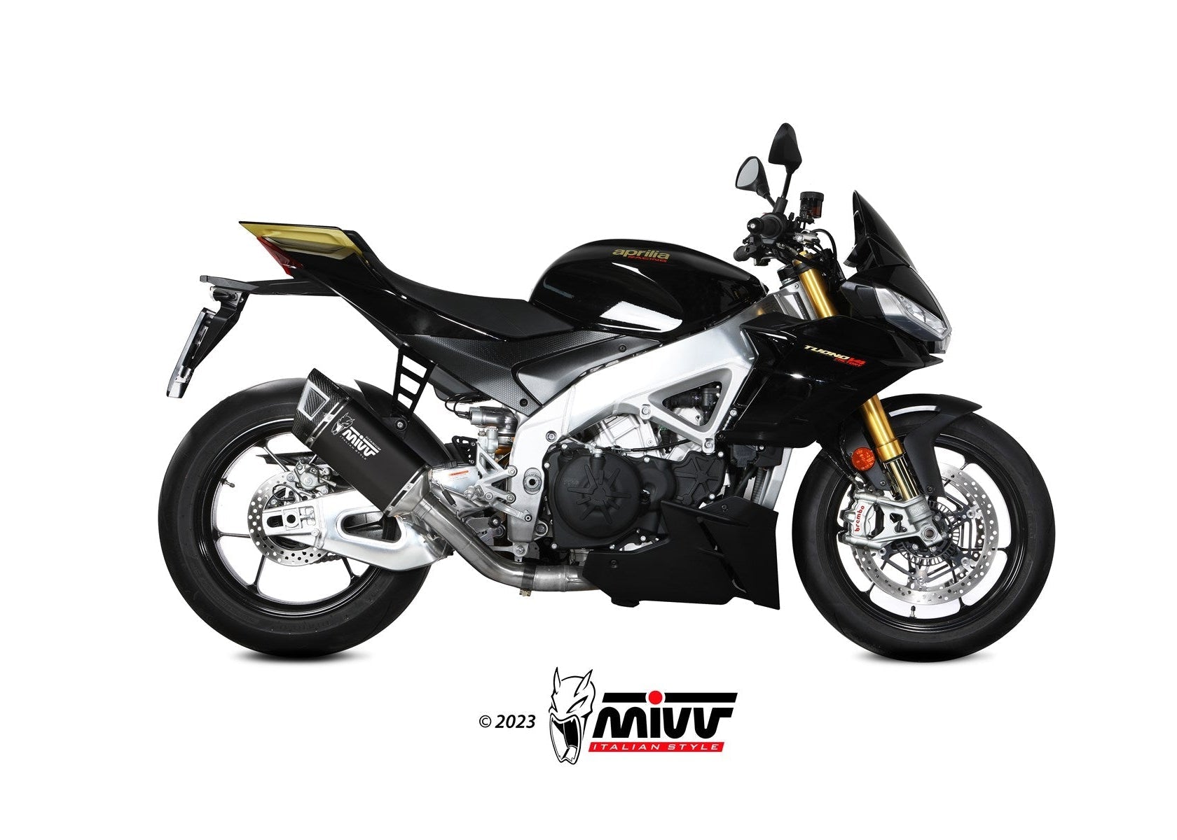MIVV A.019 Aprilia Tuono V4 1100 (2021+) Slip-on Exhaust "SR-1" (black; not approved) – Accessories in the 2WheelsHero Motorcycle Aftermarket Accessories and Parts Online Shop