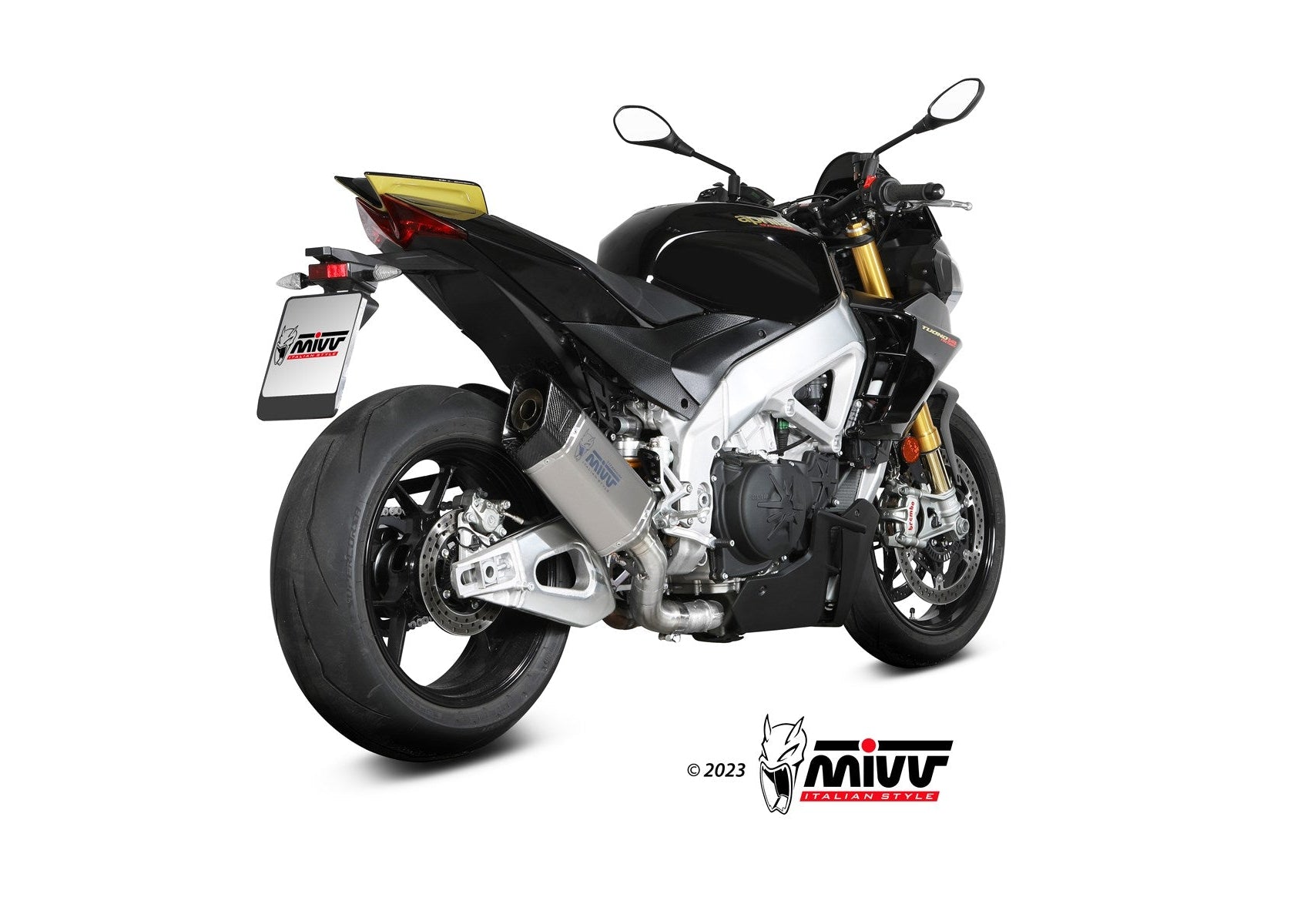 MIVV A.019 Aprilia Tuono V4 1100 (2021+) Slip-on Exhaust "SR-1" (titanium; not approved) – Accessories in the 2WheelsHero Motorcycle Aftermarket Accessories and Parts Online Shop