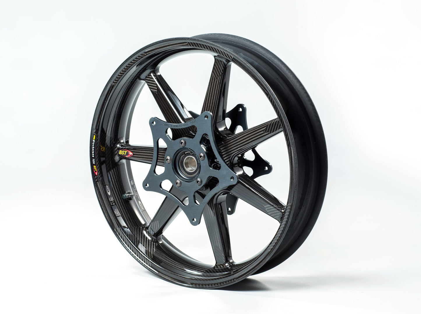 BST BMW K1300S / K1300R Carbon Wheel "Panther TEK" (front, 7 straight spokes, black hubs)