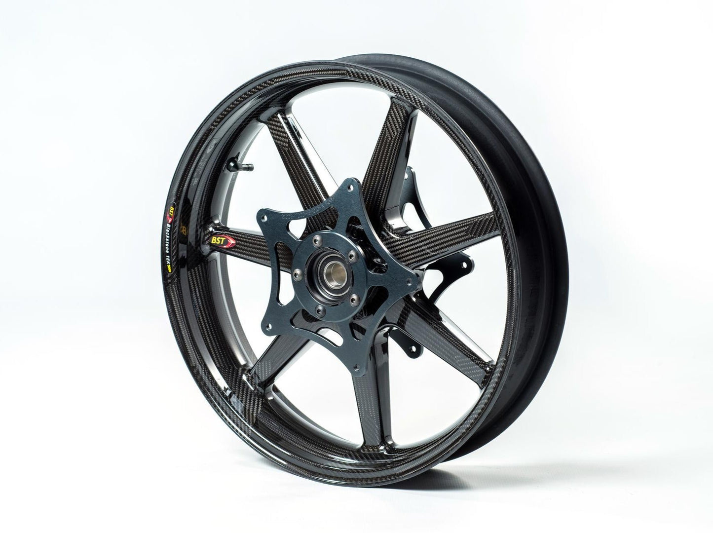 BST BMW K1300S / K1300R Carbon Wheel "Panther TEK" (front, 7 straight spokes, black hubs)