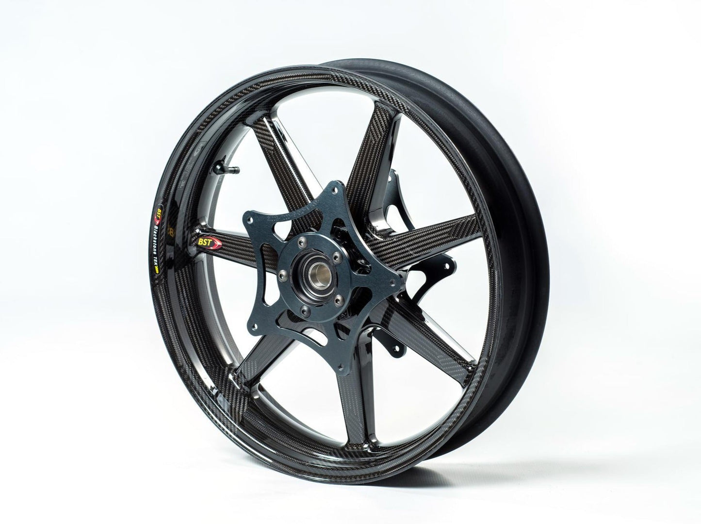 BST BMW R1200GS / R1200R / R1200RS / R1200S Carbon Wheels Set "Panther TEK" (front & conventional rear, 7 straight spokes, black hubs)