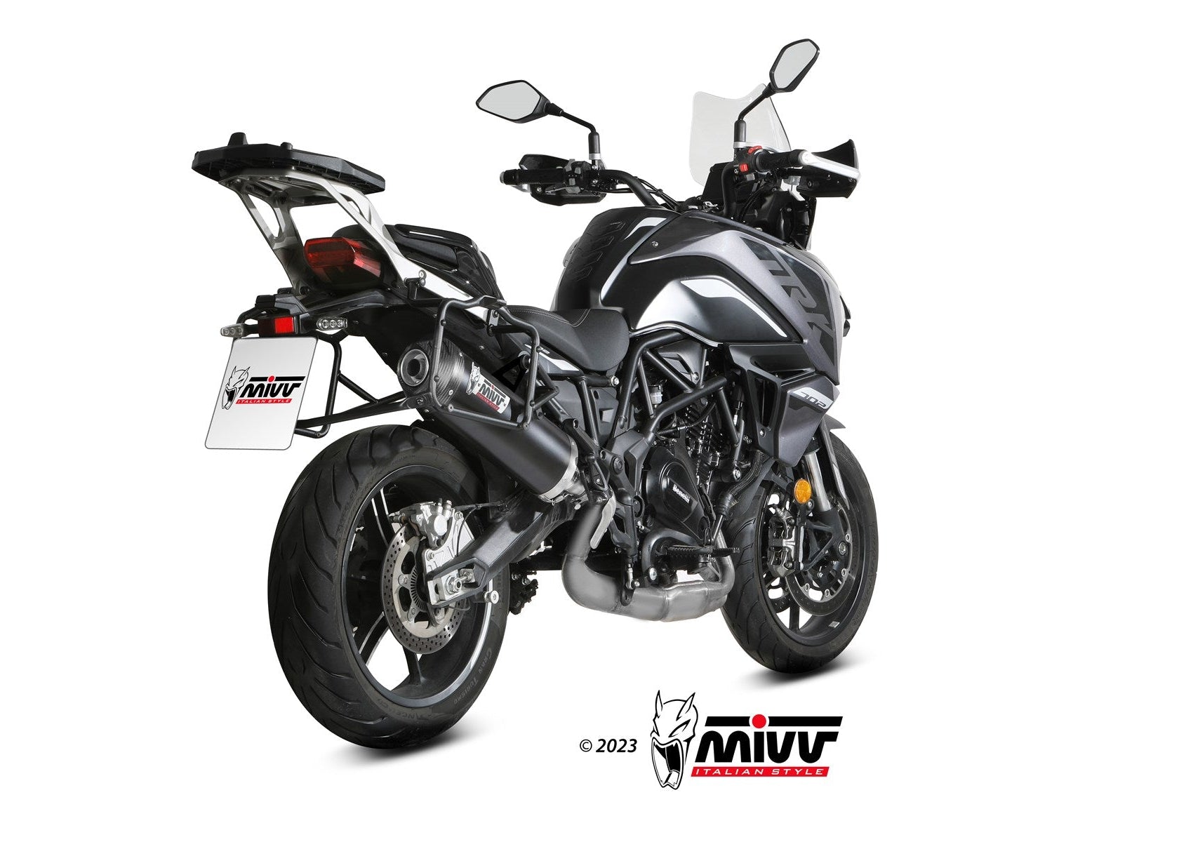 MIVV E.012 Benelli TRK 702/X (2023+) Slip-on Exhaust "Oval" (black + carbon cap; approved) – Accessories in the 2WheelsHero Motorcycle Aftermarket Accessories and Parts Online Shop