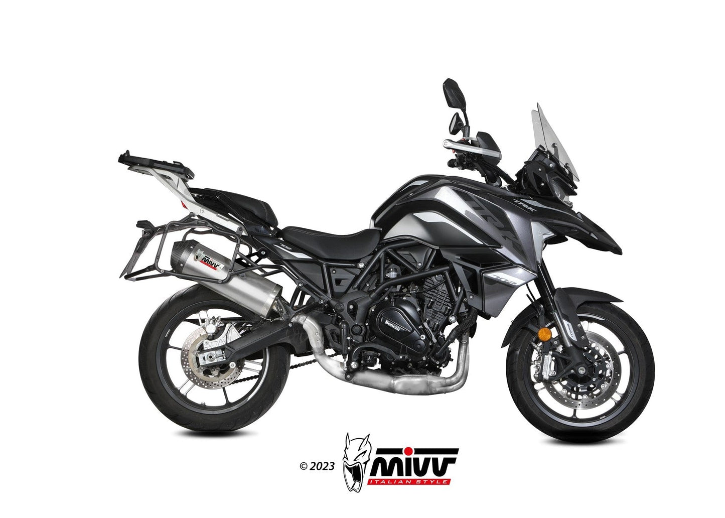 MIVV E.012 Benelli TRK 702/X (2023+) Slip-on Exhaust "Oval" (steel + carbon cap; approved) – Accessories in the 2WheelsHero Motorcycle Aftermarket Accessories and Parts Online Shop