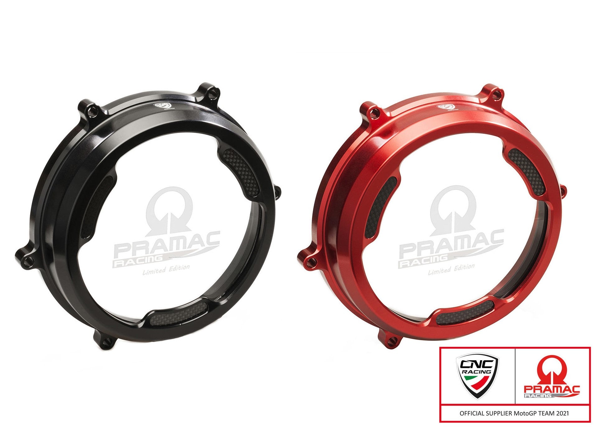 CA201PR - CNC RACING Ducati Panigale (12/19) Clear Clutch Cover (with carbon inlay; Pramac edition) – Accessories in the Factory Racing Motorcycle Aftermarket Accessories and Parts Online Shop