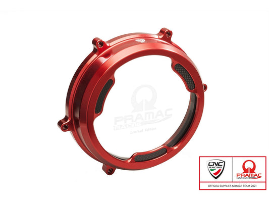 CA201PR - CNC RACING Ducati Panigale (12/19) Clear Clutch Cover (with carbon inlay; Pramac edition) – Accessories in the Factory Racing Motorcycle Aftermarket Accessories and Parts Online Shop