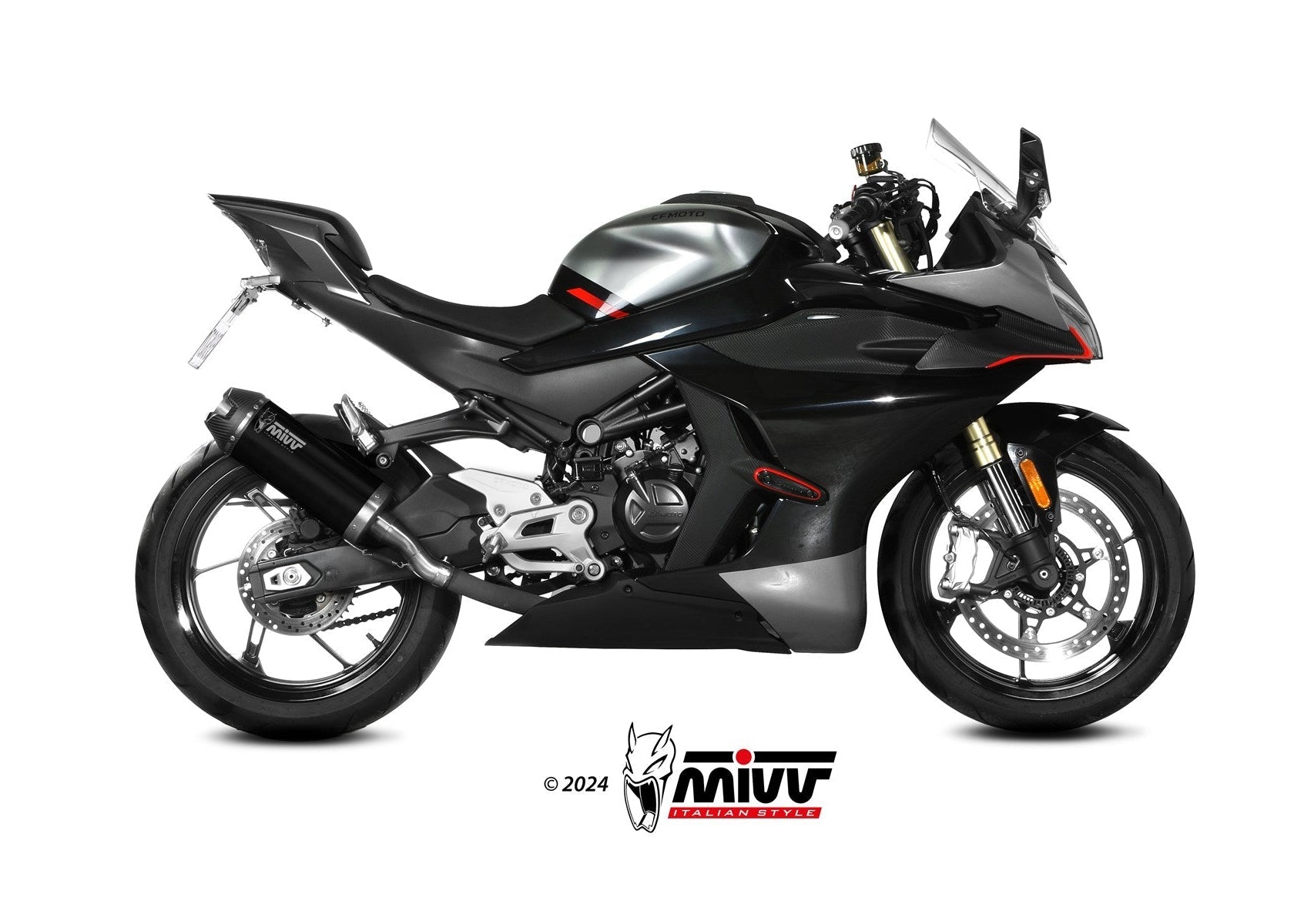MIVV CF.008 CF MOTO 450SR ( 2023+ ) Slip-on Exhaust "AK-1" (black + carbon cap; approved) – Accessories in the 2WheelsHero Motorcycle Aftermarket Accessories and Parts Online Shop