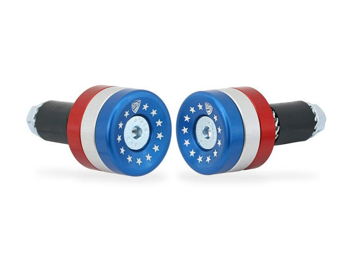 CM242 - CNC RACING Universal Handlebar ends "Stars and Stripes" (Blue)