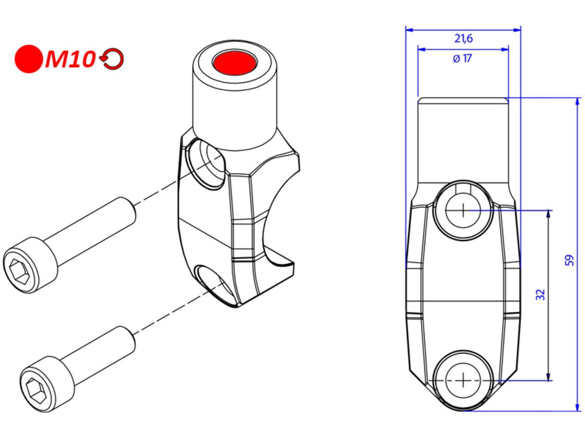 CV011 - CNC RACING Brembo Master Cylinder Clamp (mirror mount tread M10; left)