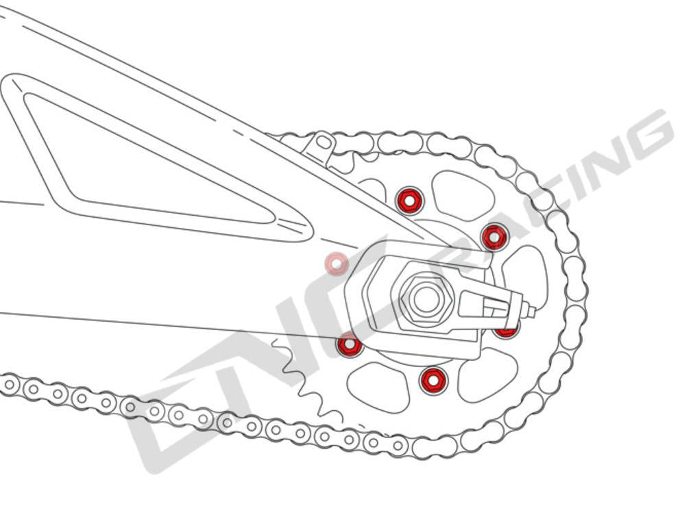 DA387 - CNC RACING Ducati / Kawasaki Gear Ring Nuts set (M10x1.25)
