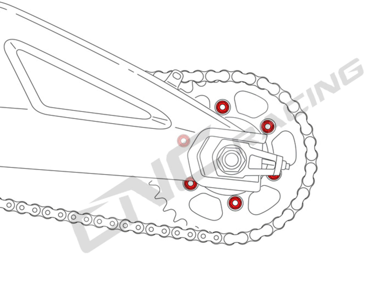DA387X - CNC RACING Ducati / Kawasaki Titanium Gear Ring Nuts set (M10x1.25)